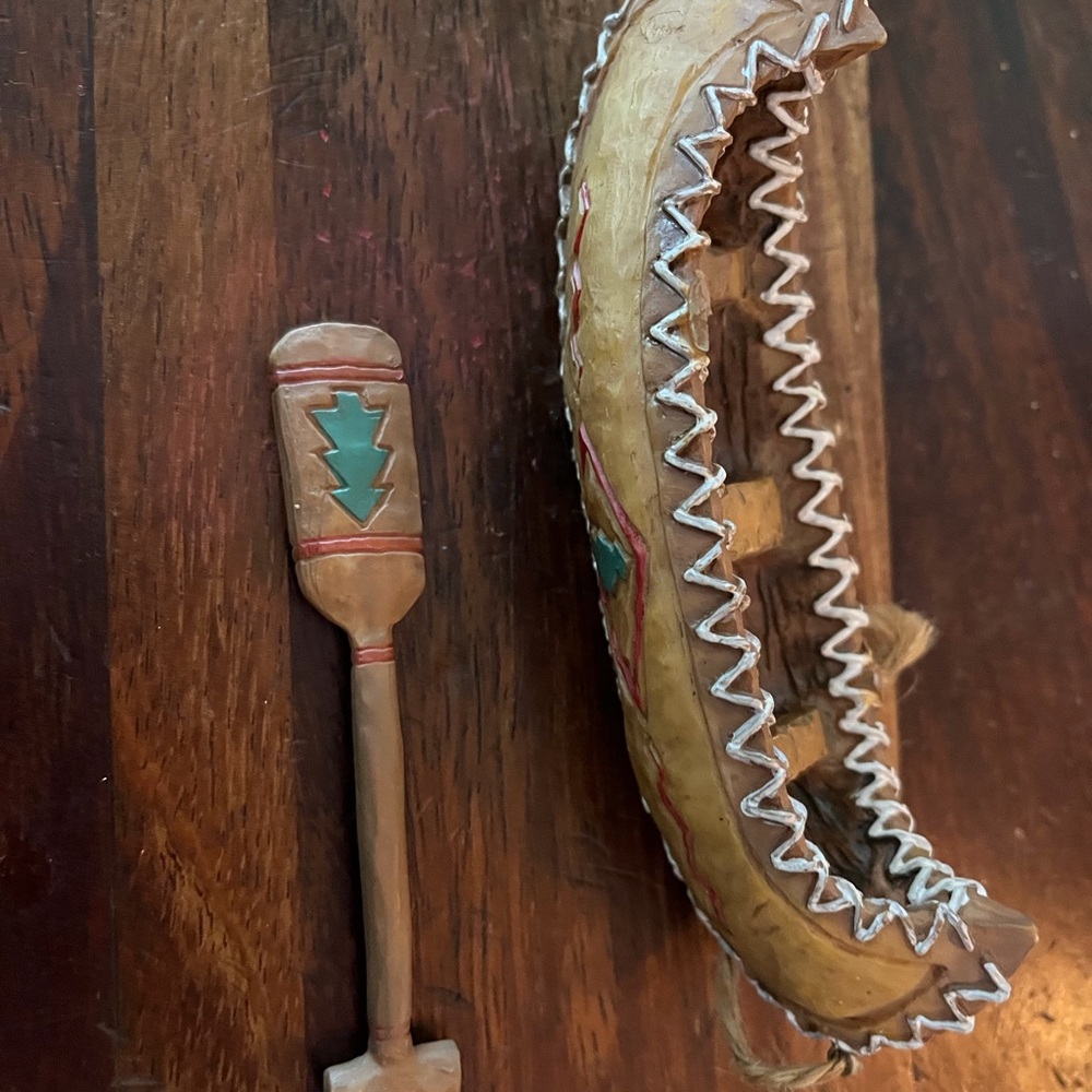 Decorative Canoe and Paddle Set